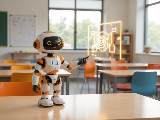 教育场景中的AI眼镜应用，学生使用智能眼镜学习，虚拟现实教学环境，教室黑板背景，互动学习体验